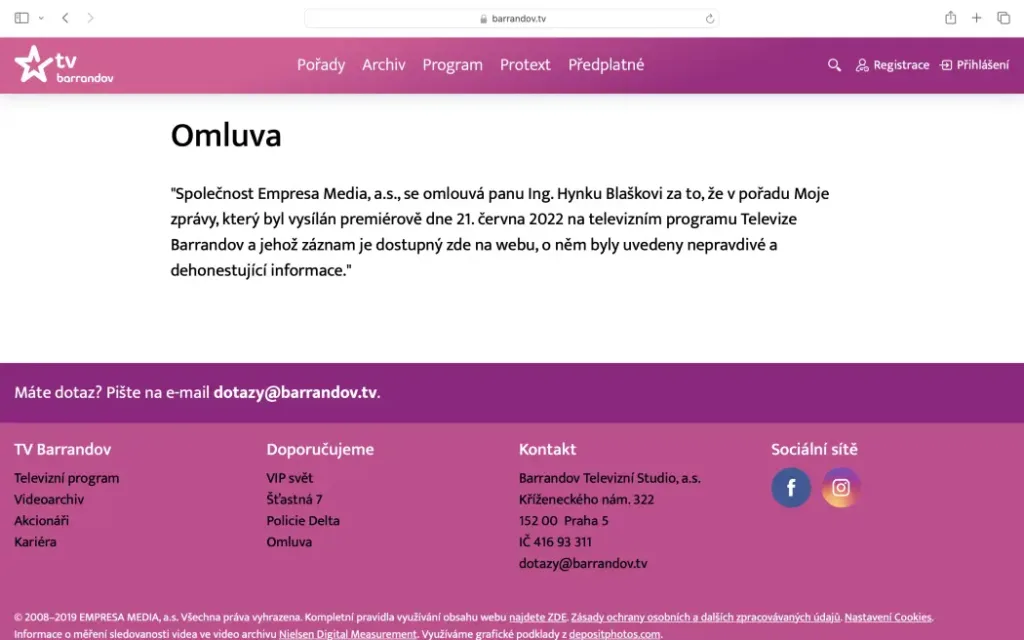 Omluva TV Barrandov