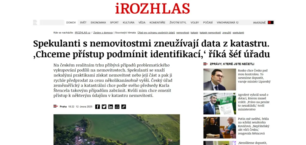 Spekulanti s nemovitostmi zneužívají data z katastru